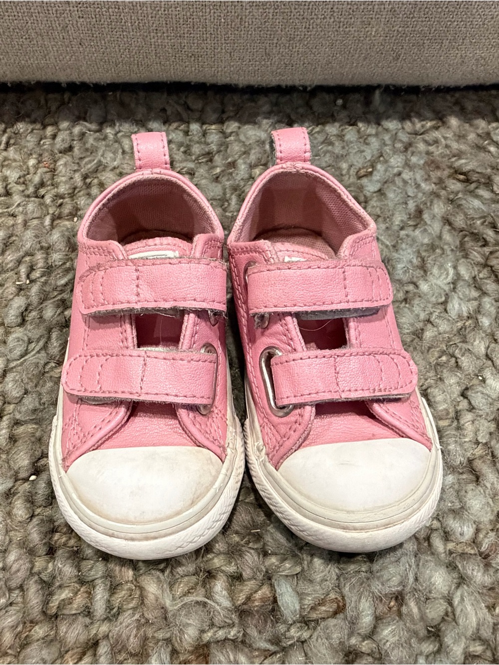 Converse Pink Canvas Velcro Kids Sneakers